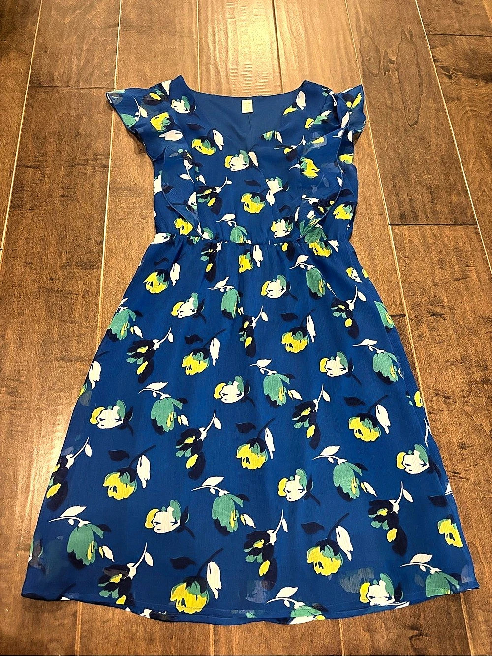 Old Navy Floral Mini Dress in Blue & Yellow, XS